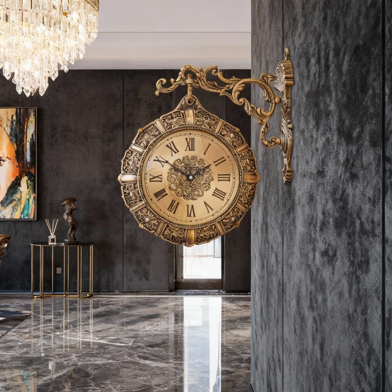 Luxury Lifestyle Aesthetic - Horloge murale rétro nordique pour salon,