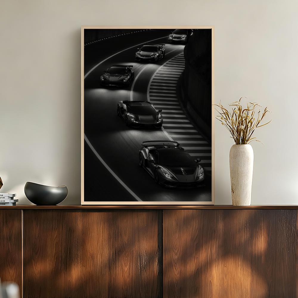 Luxury Lifestyle Cars - Affiche graphique monochrome de voitures de