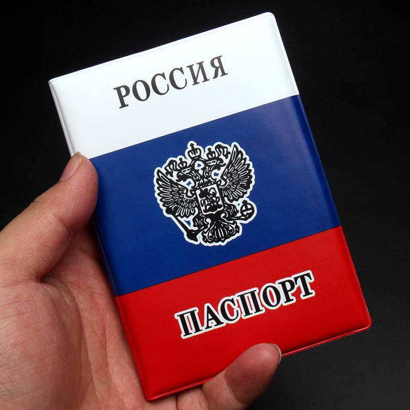 Leather Passport Cover - Couverture de passeport drapeau russe, étui